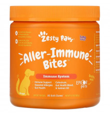 Zesty Paws, Aller-Immune Bites, добавка для собак всех возрастов, со вкусом ягнятины, 90 жевательных таблеток, 360 г (12,7 унции)