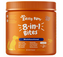 Zesty Paws, многофункциональные таблетки для собак с полезными микроэлементами, 8 в 1, для любого возраста, арахисовое масло, 90 мягких жевательных таблеток