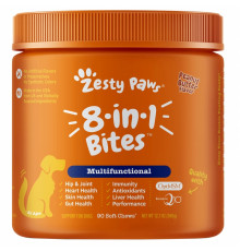 Zesty Paws, многофункциональные таблетки для собак с полезными микроэлементами, 8 в 1, для любого возраста, арахисовое масло, 90 мягких жевательных таблеток