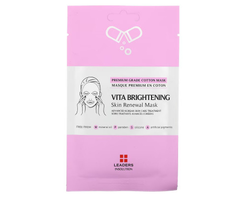 Leaders, Vita Brightening Skin Renewal Beauty Mask, 1 Sheet, 0.84 fl oz (25 ml) Leaders, Vita Brightening Skin Renewal Beauty Mask, 1 Sheet, 0.84 fl oz (25 ml)
