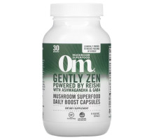 Om Mushrooms, Gently Zen, на основе рейши с ашвагандой и ГАМК, 90 растительных капсул