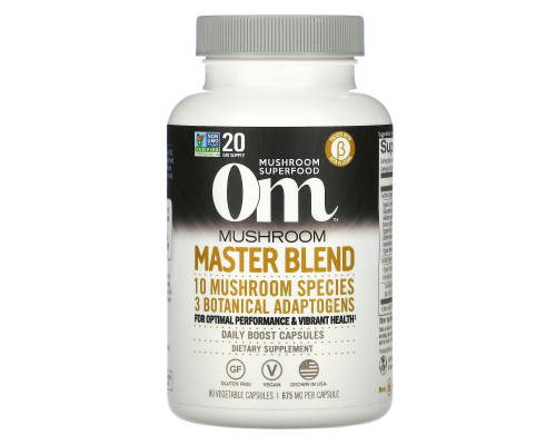 Om Mushrooms, Mushroom Master Blend, 675 mg, 80 Vegetable Capsules Om Mushrooms, Mushroom Master Blend, 675 mg, 80 Vegetable Capsules
