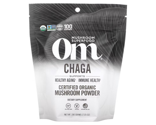 Om Mushrooms, Certified Organic Mushroom Powder, Chaga, 7.05 oz ( 200 g) Om Mushrooms, Certified Organic Mushroom Powder, Chaga, 7.05 oz ( 200 g)