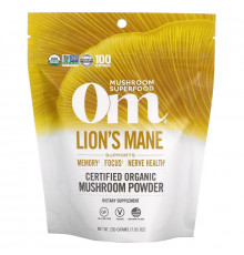 Om Mushrooms, Certified Organic Mushroom Powder, Lion's Mane, 7.05 oz ( 200 g)