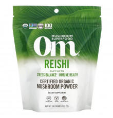 Om Mushrooms, Certified Organic Mushroom Powder, Reishi, 7.05 oz (200 g)