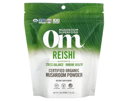 Om Mushrooms, Certified Organic Mushroom Powder, Reishi, 7.05 oz (200 g) Om Mushrooms, Certified Organic Mushroom Powder, Reishi, 7.05 oz (200 g)
