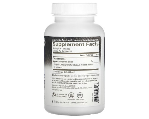 Organic Mushroom Nutrition, Chaga, 667 mg , 90 Vegetarian Capsules Organic Mushroom Nutrition, Chaga, 667 mg , 90 Vegetarian Capsules