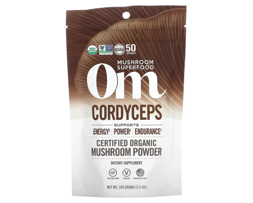 OM Organic Mushroom Nutrition, Кордицепс, грибной порошок, 3.57 унции (100 г) OM Organic Mushroom Nutrition, Кордицепс, грибной порошок, 3.57 унции (100 г)