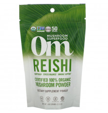 OM Organic Mushroom Nutrition, Рейши, грибной порошок, 3.57 унций (100 г)