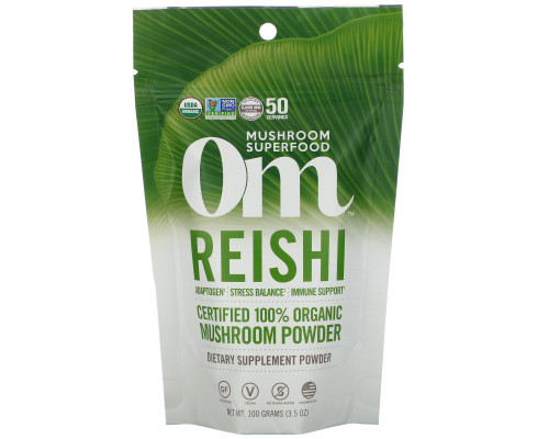 OM Organic Mushroom Nutrition, Рейши, грибной порошок, 3.57 унций (100 г) OM Organic Mushroom Nutrition, Рейши, грибной порошок, 3.57 унций (100 г)