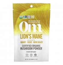 OM Organic Mushroom Nutrition, Львиная грива, грибной порошок, 3.57 унций (100 г)
