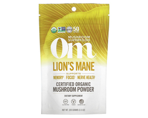 OM Organic Mushroom Nutrition, Львиная грива, грибной порошок, 3.57 унций (100 г) OM Organic Mushroom Nutrition, Львиная грива, грибной порошок, 3.57 унций (100 г)