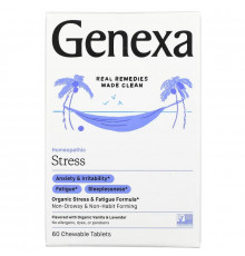 Genexa LLC, Stress, Organic Stress & Fatigue Formula, Organic Vanilla & Lavender, 60 Chewable Tablets