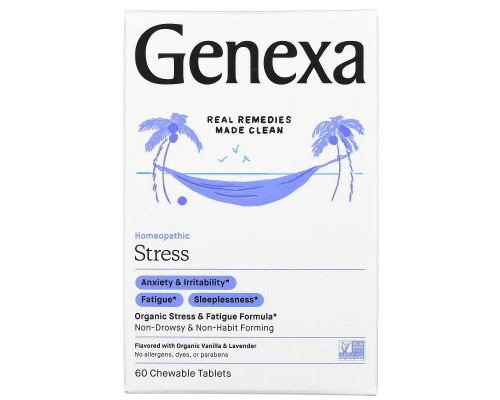 Genexa LLC, Stress, Organic Stress & Fatigue Formula, Organic Vanilla & Lavender, 60 Chewable Tablets Genexa LLC, Stress, Organic Stress & Fatigue Formula, Organic Vanilla & Lavender, 60 Chewable Tablets