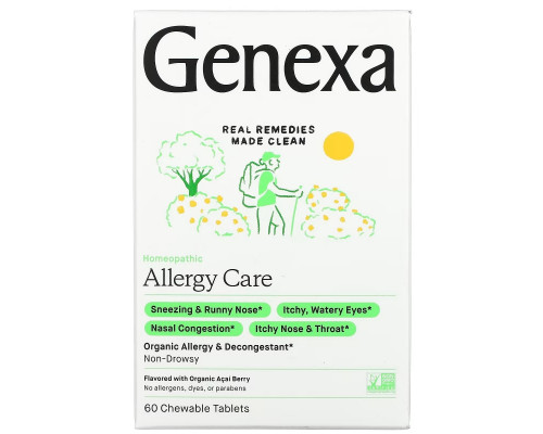 Genexa LLC, Allergy Care, Organic Allergy & Decongestant, Organic Acai Berry , 60 Chewable Tablets Genexa LLC, Allergy Care, Organic Allergy & Decongestant, Organic Acai Berry , 60 Chewable Tablets