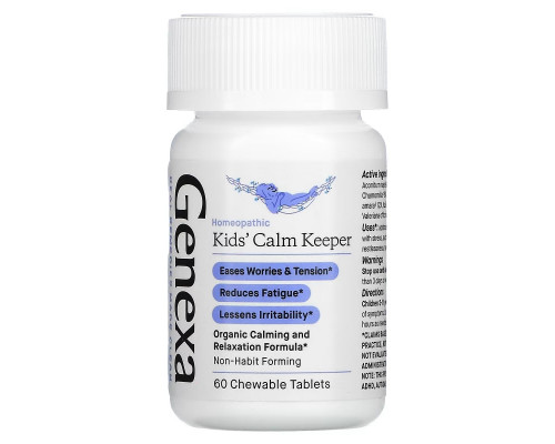 Genexa LLC, Kids´ Calm Keeper, Calming & Relaxation, Ages 3+, Vanilla & Lavender, 60 Chewable Tablets Genexa LLC, Kids´ Calm Keeper, Calming & Relaxation, Ages 3+, Vanilla & Lavender, 60 Chewable Tablets