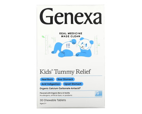 Genexa, Kid's Tummy Relief, Ages 2+, Organic Berry & Vanilla , 30 Chewable Tablets Genexa, Kid's Tummy Relief, Ages 2+, Organic Berry & Vanilla , 30 Chewable Tablets