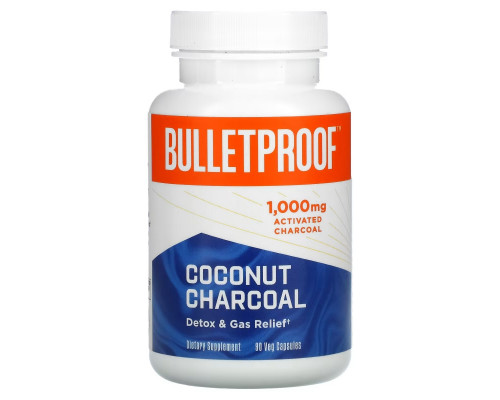 BulletProof, Coconut Charcoal, Detox & Gas Relief, 1,000 mg, 90 Veg Capsules BulletProof, Coconut Charcoal, Detox & Gas Relief, 1,000 mg, 90 Veg Capsules