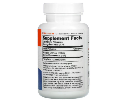 BulletProof, Coconut Charcoal, Detox & Gas Relief, 1,000 mg, 90 Veg Capsules BulletProof, Coconut Charcoal, Detox & Gas Relief, 1,000 mg, 90 Veg Capsules