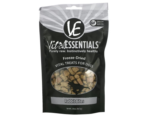 Vital Essentials, Vital Dog, сублимированные лакомства для собак, укусы кроликов, 56,7 г (2 унции) Vital Essentials, Vital Dog, сублимированные лакомства для собак, укусы кроликов, 56,7 г (2 унции)