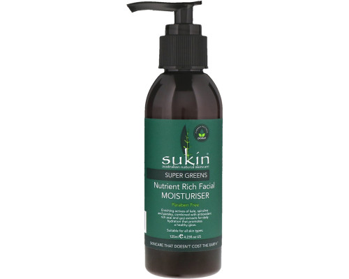 Sukin, Super Greens, Nutrient Rich Facial Moisturiser, 4.23 fl oz (125 ml) Sukin, Super Greens, Nutrient Rich Facial Moisturiser, 4.23 fl oz (125 ml)