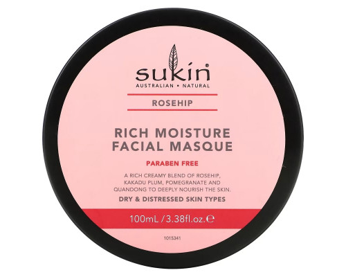Sukin, Rich Moisture Facial Masque, Rosehip, 3.38 fl oz (100 ml) Sukin, Rich Moisture Facial Masque, Rosehip, 3.38 fl oz (100 ml)