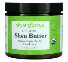 Sky Organics, Масло ши, 100% органическое нерафинированное, цвета слоновой кости, 16 ж. унц. (454 г)
