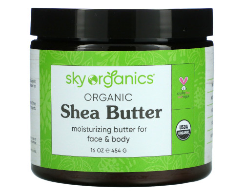 Sky Organics, Масло ши, 100% органическое нерафинированное, цвета слоновой кости, 16 ж. унц. (454 г) Sky Organics, Масло ши, 100% органическое нерафинированное, цвета слоновой кости, 16 ж. унц. (454 г)