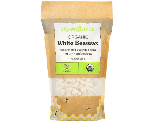 Sky Organics, Organic, White Beeswax Pellets , 16 oz (453 g) Sky Organics, Organic, White Beeswax Pellets , 16 oz (453 g)