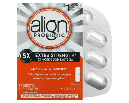 Align Probiotics, 24/7 Digestive Support, Probiotic Supplement, Extra Strength, 21 Capsules Align Probiotics, 24/7 Digestive Support, Probiotic Supplement, Extra Strength, 21 Capsules