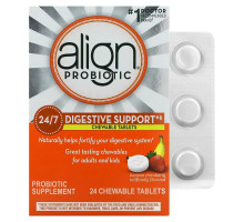 Align Probiotics, 24/7 Digestive Support, Banana Strawberry, 24 Chewable Tablets