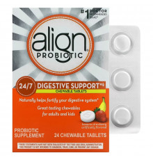 Align Probiotics, 24/7 Digestive Support, Banana Strawberry, 24 Chewable Tablets
