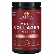 Dr. Axe / Ancient Nutrition, Multi Collagen Protein Powder, Strawberry Lemonade, 18.9 oz (535 g)