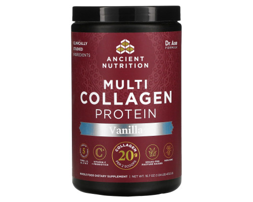 Dr. Axe / Ancient Nutrition, Multi Collagen Protein, Vanilla, 16.8 oz (475 g) Dr. Axe / Ancient Nutrition, Multi Collagen Protein, Vanilla, 16.8 oz (475 g)