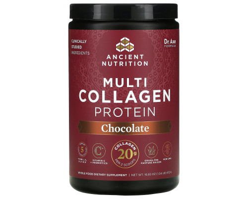 Dr. Axe / Ancient Nutrition, Multi Collagen Protein, Chocolate, 18.5 oz (525 g) Dr. Axe / Ancient Nutrition, Multi Collagen Protein, Chocolate, 18.5 oz (525 g)