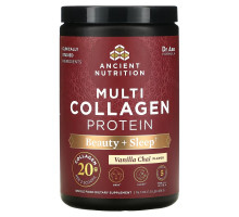 Dr. Axe / Ancient Nutrition, Multi Collagen Protein, Beauty + Sleep, Vanilla Chai, 16.1 oz (456 g)