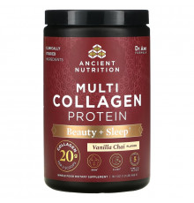 Dr. Axe / Ancient Nutrition, Multi Collagen Protein, Beauty + Sleep, Vanilla Chai, 16.1 oz (456 g)