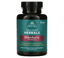 Dr. Axe / Ancient Nutrition, Ancient Herbals, Elderberry + Probiotics, 60 Capsules