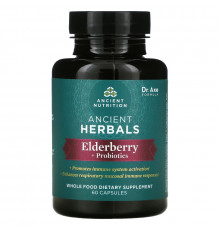 Dr. Axe / Ancient Nutrition, Ancient Herbals, Elderberry + Probiotics, 60 Capsules