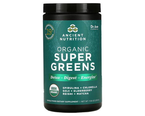 Dr. Axe / Ancient Nutrition, Organic Super Greens, 7.05 oz (200 g) Dr. Axe / Ancient Nutrition, Organic Super Greens, 7.05 oz (200 g)
