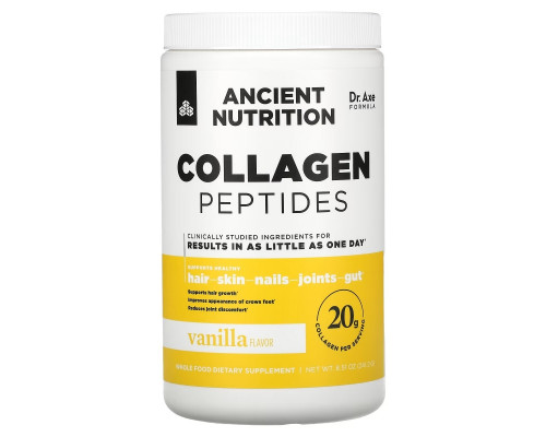 Dr. Axe / Ancient Nutrition, Collagen Peptides, Vanilla, 8.51 oz (241.2 g) Dr. Axe / Ancient Nutrition, Collagen Peptides, Vanilla, 8.51 oz (241.2 g)