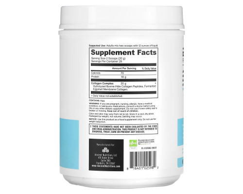 Dr. Axe / Ancient Nutrition, Collagen Peptides, Unflavored, 19.8 oz (560 g) Dr. Axe / Ancient Nutrition, Collagen Peptides, Unflavored, 19.8 oz (560 g)