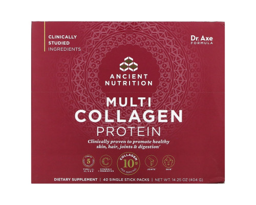 Dr. Axe / Ancient Nutrition, Multi Collagen Protein, 40 Single Stick Packets, 14.4 oz (408 g) Dr. Axe / Ancient Nutrition, Multi Collagen Protein, 40 Single Stick Packets, 14.4 oz (408 g)