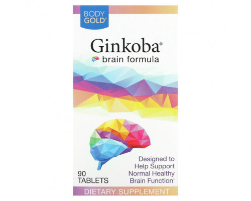 Улучшение памяти и работы мозга BodyGold, Ginkoba Brain Formula, 90 таблеток Улучшение памяти и работы мозга BodyGold, Ginkoba Brain Formula, 90 таблеток