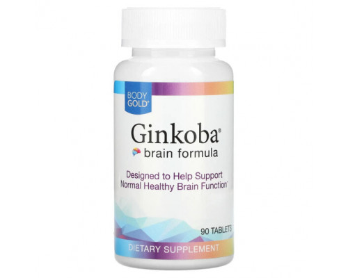 Улучшение памяти и работы мозга BodyGold, Ginkoba Brain Formula, 90 таблеток Улучшение памяти и работы мозга BodyGold, Ginkoba Brain Formula, 90 таблеток
