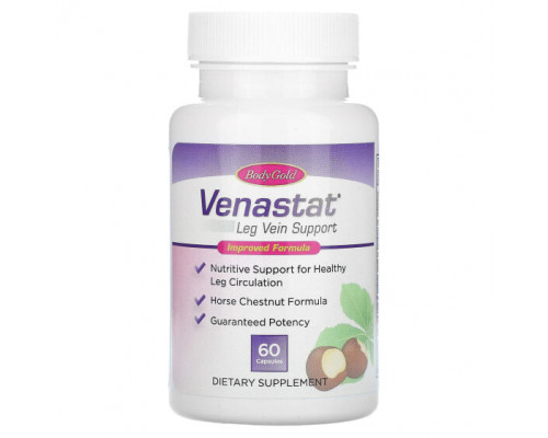 Для вен и ухода за ногами BodyGold, Venastat, для здоровья вен ног, 60 капсул Для вен и ухода за ногами BodyGold, Venastat, для здоровья вен ног, 60 капсул