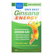 BodyGold, Ginsana Energy, Caffeine Free, 30 VegCaps