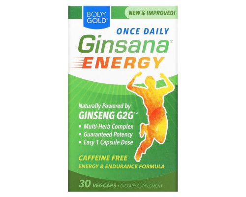 BodyGold, Ginsana Energy, Caffeine Free, 30 VegCaps BodyGold, Ginsana Energy, Caffeine Free, 30 VegCaps