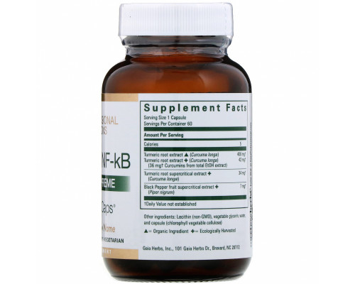 Gaia Herbs Professional Solutions, Curcuma NF-kB, Turmeric Supreme, 60 Liquid-Filled Capsules Gaia Herbs Professional Solutions, Curcuma NF-kB, Turmeric Supreme, 60 Liquid-Filled Capsules