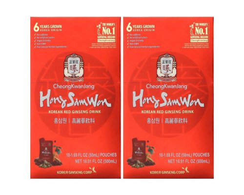 Женьшень CheongKwanJang, Hong Sam Won, напиток из корейского красного женьшеня, 20 пакетиков, 50 мл каждый Женьшень CheongKwanJang, Hong Sam Won, напиток из корейского красного женьшеня, 20 пакетиков, 50 мл каждый